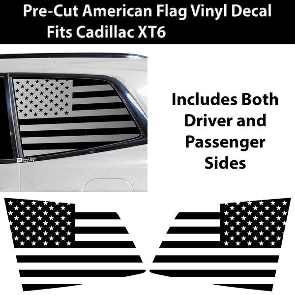 Quarter Window American Flag Vinyl Decal Stickers Fits Cadillac XT6 2020 - 2025 - Bogar Tech Designs