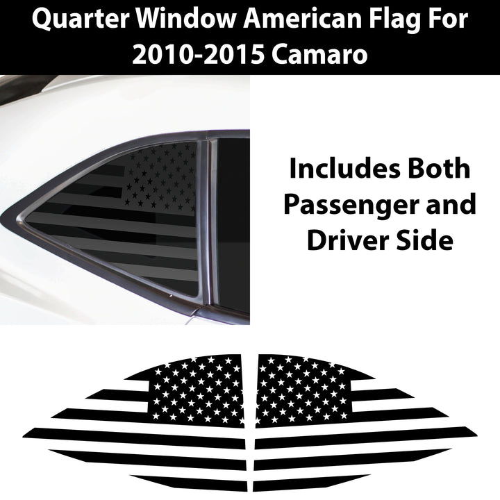 Quarter Window American Flag Vinyl Decal Stickers Fits Chevrolet Camaro 2010 - 2015 - Bogar Tech Designs