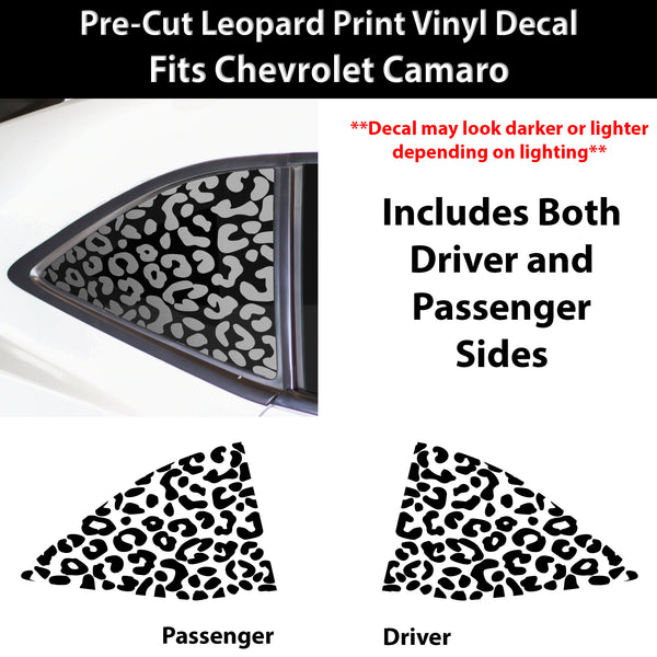 Precut Quarter Window Animal Leopard Print Vinyl Decal Sticker Fits Chevrolet Camaro 2010-2015