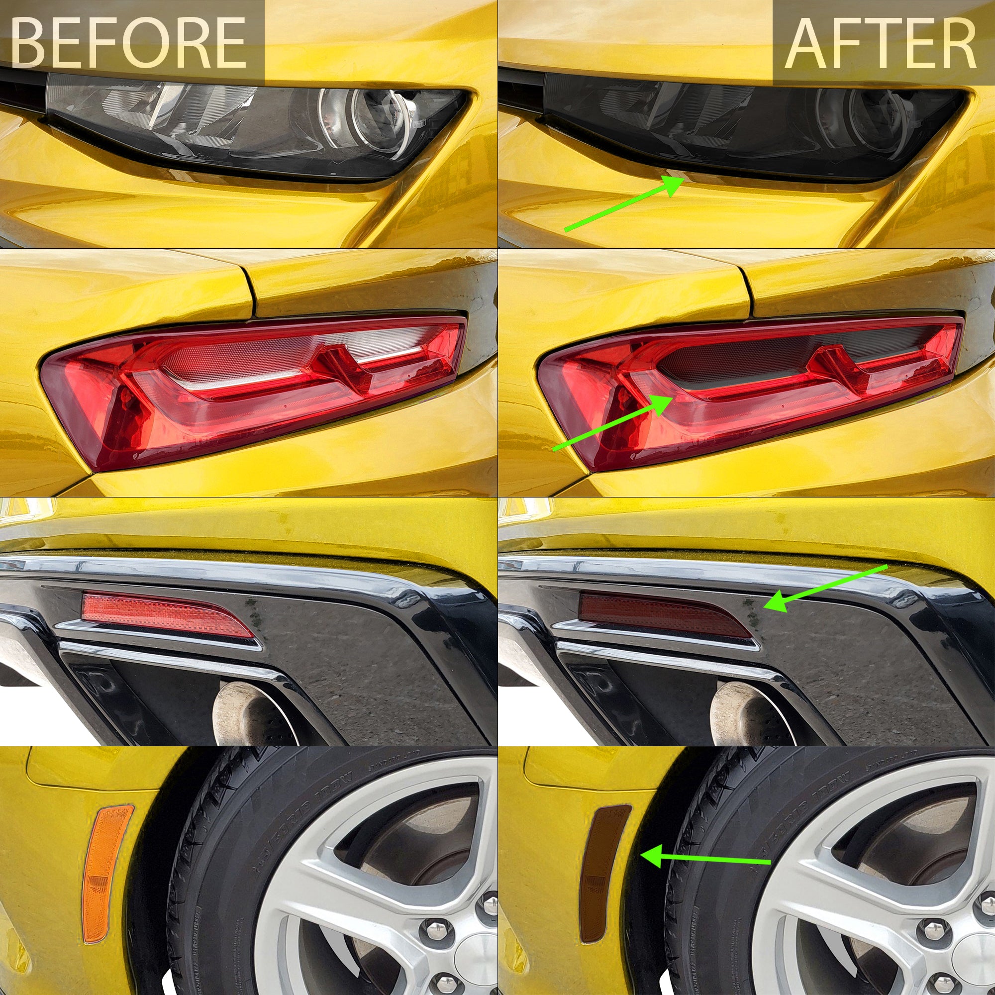 Head Tail Light Side Marker 3rd Brake Precut Tint Overlay Film Fits Chevy Camaro 2016 - 2018 - Bogar Tech Designs