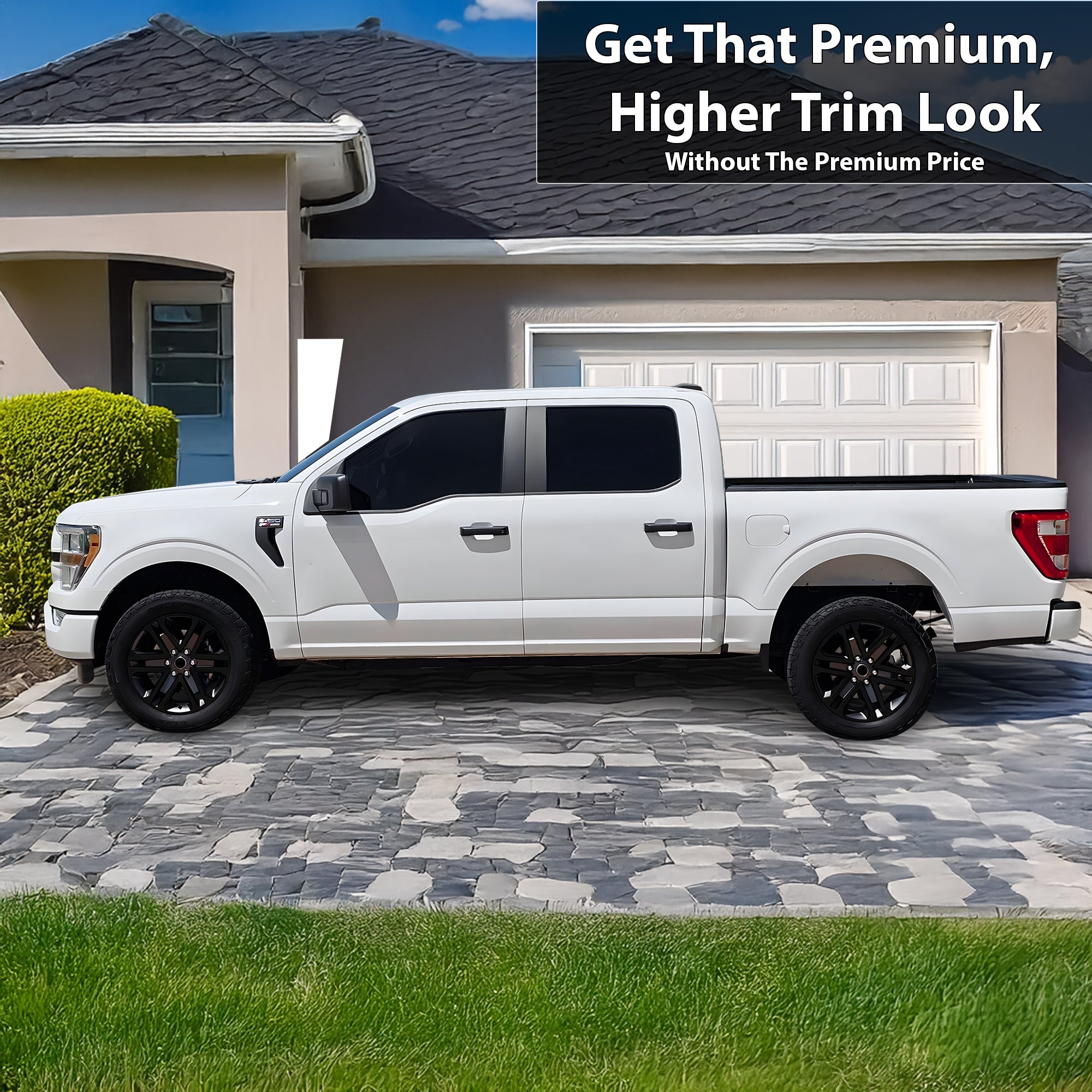 Vinyl Chrome Delete Grille Side Window Blackout Decal Stickers Overlay Film Fits Ford F - 150 2021 - 2025 - Bogar Tech Designs