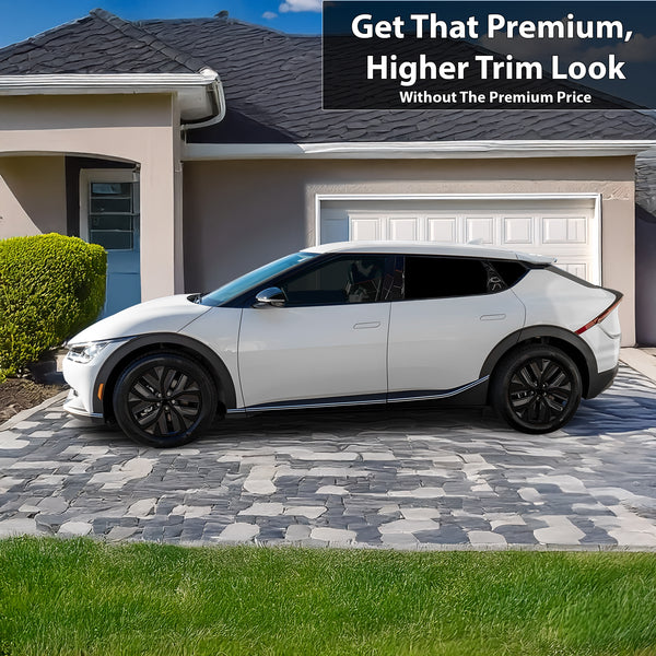 Vinyl Chrome Delete Wheel Sides Front Rear Bumper Trim Blackout Decal Stickers Overlay Film Fits Kia EV6 2022 - 2025 - Bogar Tech Designs