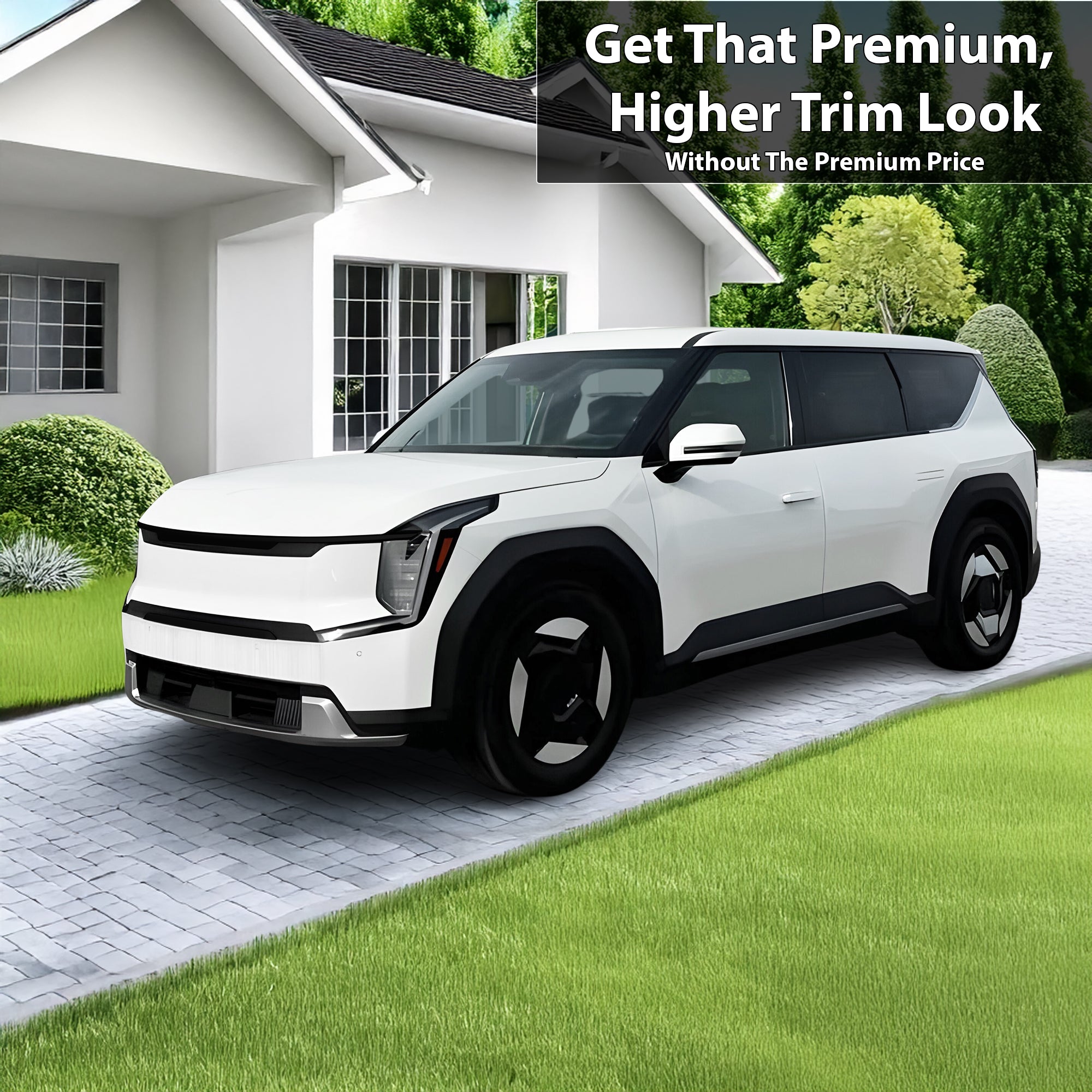 Kia EV9 2024-2026 Blackout Chrome Delete Kit – Precut Gloss Black Vinyl Overlays