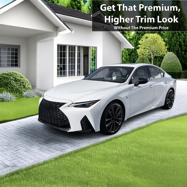 Vinyl Chrome Delete Side Window Front Rear Bumper Wheel Rim Trim Blackout Decal Stickers Overlay Film Fits Lexus IS 2021 - 2025 - Bogar Tech Designs