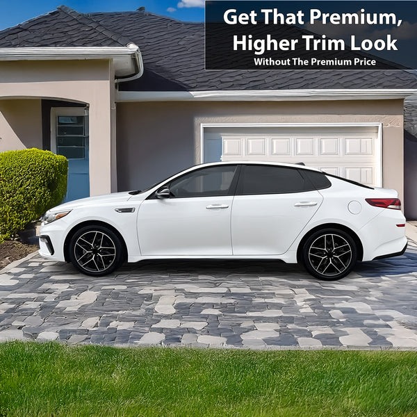 Vinyl Chrome Delete Wheel Sides Front Rear Bumper Trim Blackout Decal Stickers Overlay Film Fits Kia Optima 2016 - 2020 - Bogar Tech Designs