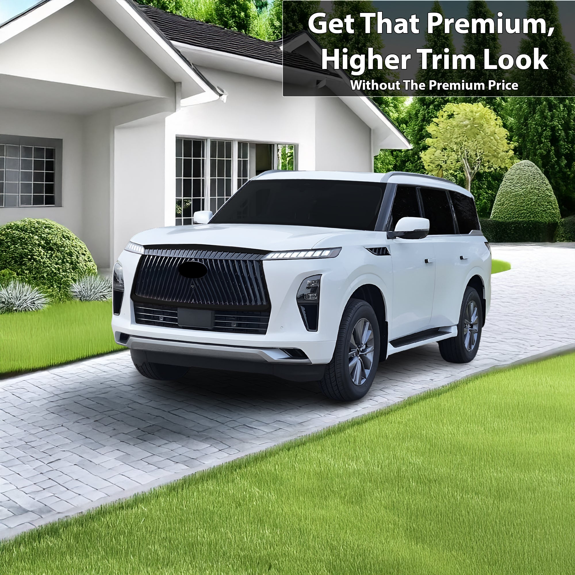 Fits Infiniti QX80 2025-2026 Blackout Chrome Delete Kit – Precut Gloss Black Vinyl Overlays Film