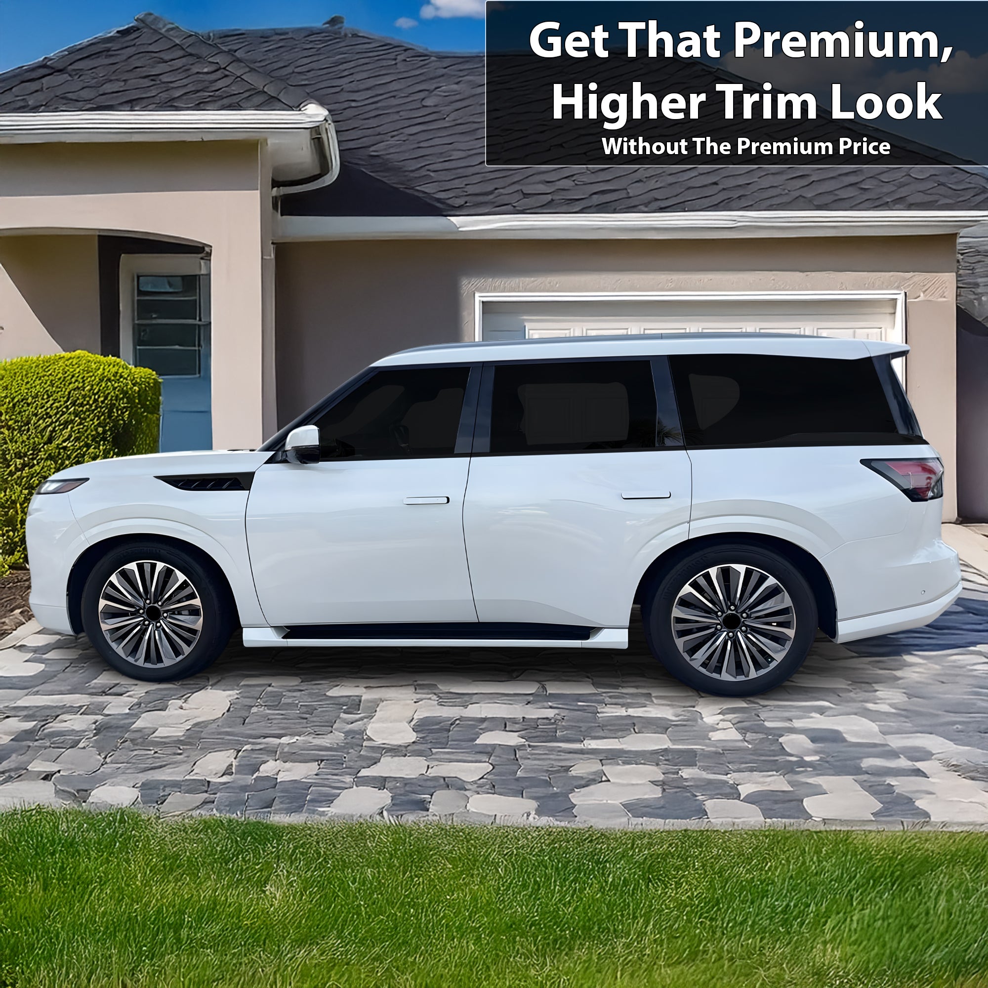 Fits Infiniti QX80 2025-2026 Blackout Chrome Delete Kit – Precut Gloss Black Vinyl Overlays Film