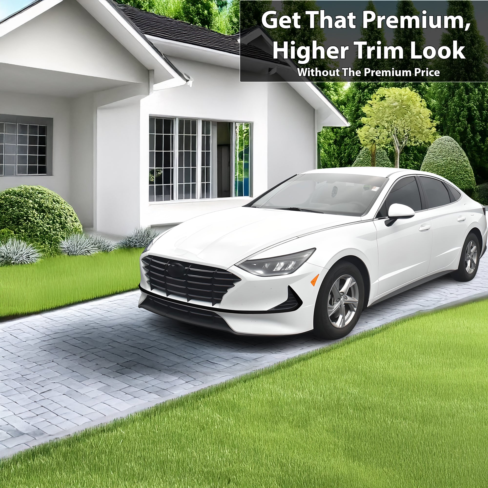 Side Window Grille Vinyl Chrome Delete Trim Blackout Decal Stickers Overlay Film Fits Hyundai Sonata 2020 - 2025 - Bogar Tech Designs
