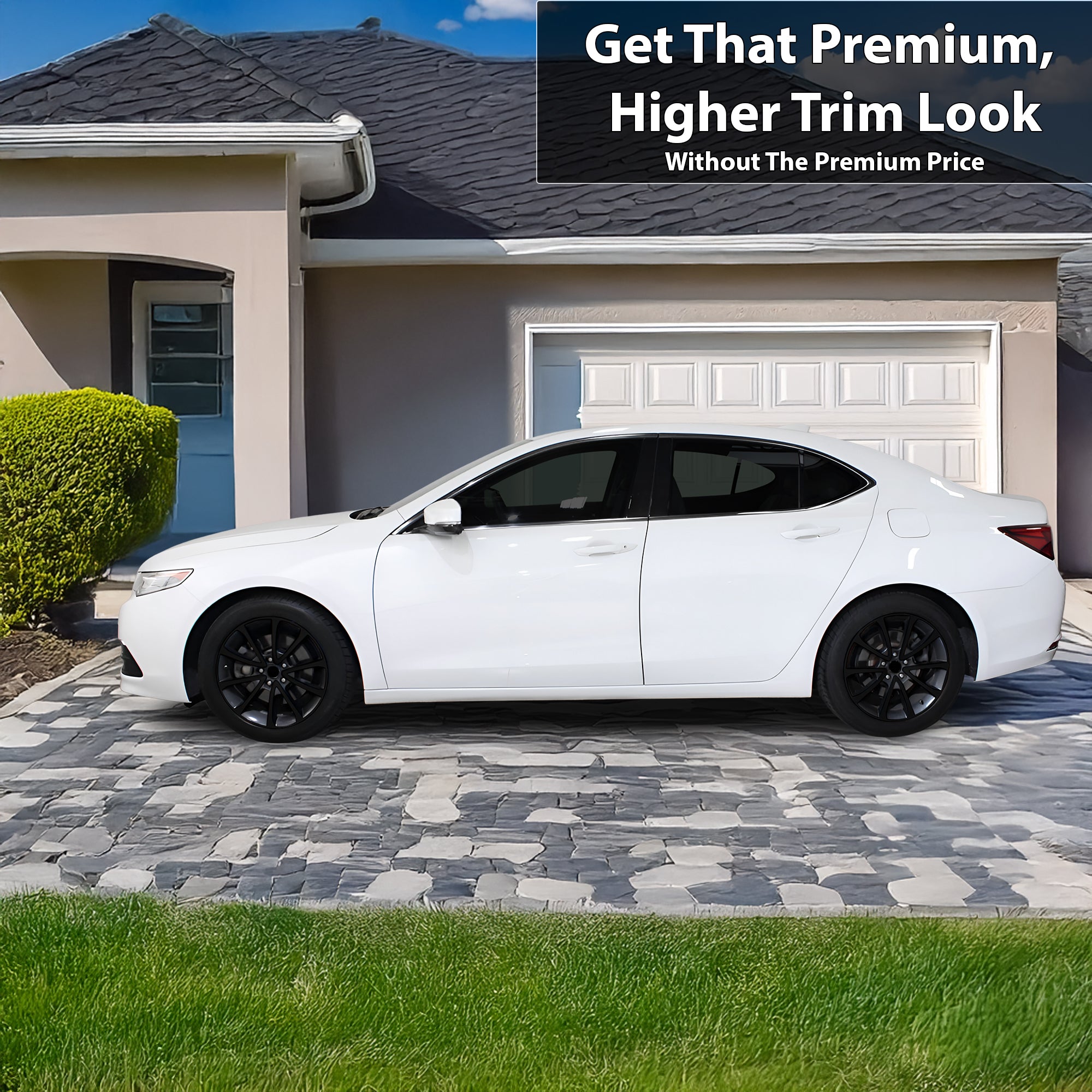 Vinyl Chrome Delete Side Window Front Bumper Rear Wheel Rim Trim Blackout Decal Stickers Overlay Film Fits Acura TLX 2015 - 2020 - Bogar Tech Designs