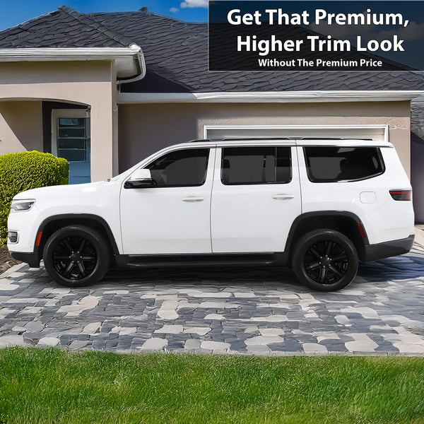 Vinyl Chrome Delete Grille Side Window Rear Blackout Decal Stickers Overlay Film Fits Jeep Wagoneer 2022-2025