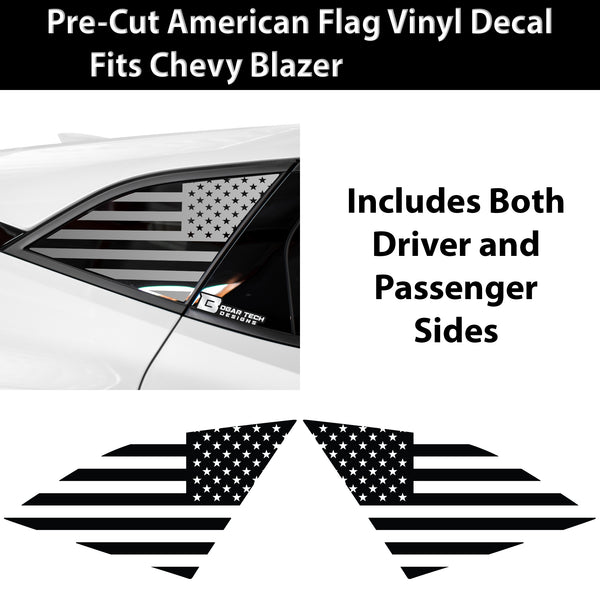 American Flag Rear Quarter Window Vinyl Decal Stickers Fits Chevy Blazer 2019-2025
