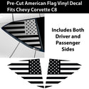 Quarter Window American Flag Vinyl Decal Stickers Fits Chevy Corvette C8 2020 - 2025 - Bogar Tech Designs