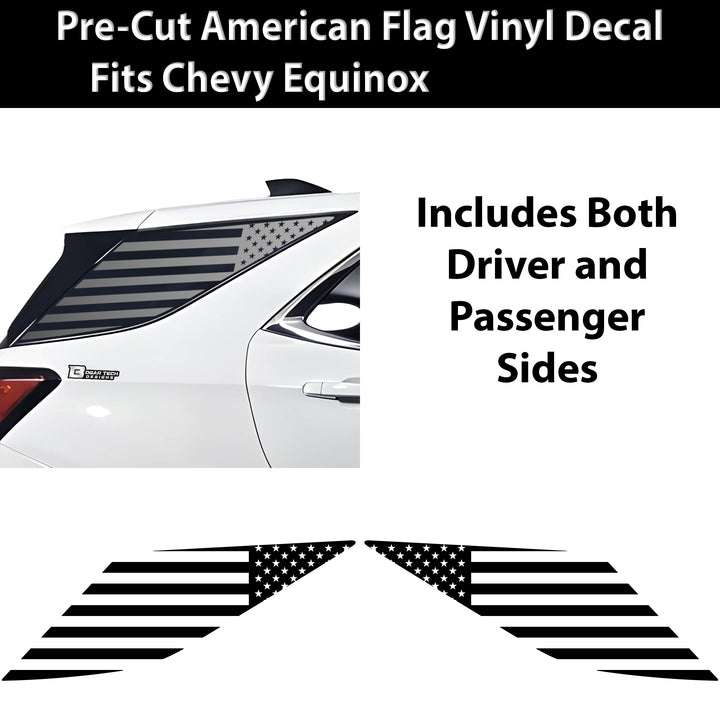 American Flag Rear Quarter Window Vinyl Decal Stickers Fits Chevy Equinox 2018 - 2024 - Bogar Tech Designs