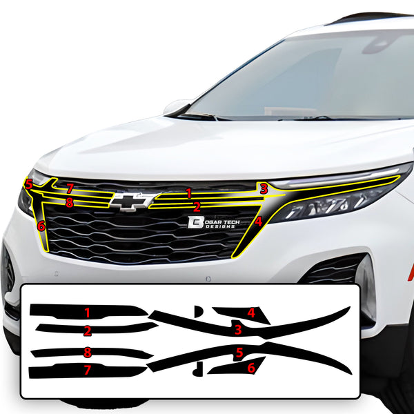 Vinyl Chrome Delete Sides Front Rear Bumper Trim Blackout Decal Stickers Overlay Film Fits Chevy Equinox 2018-2024