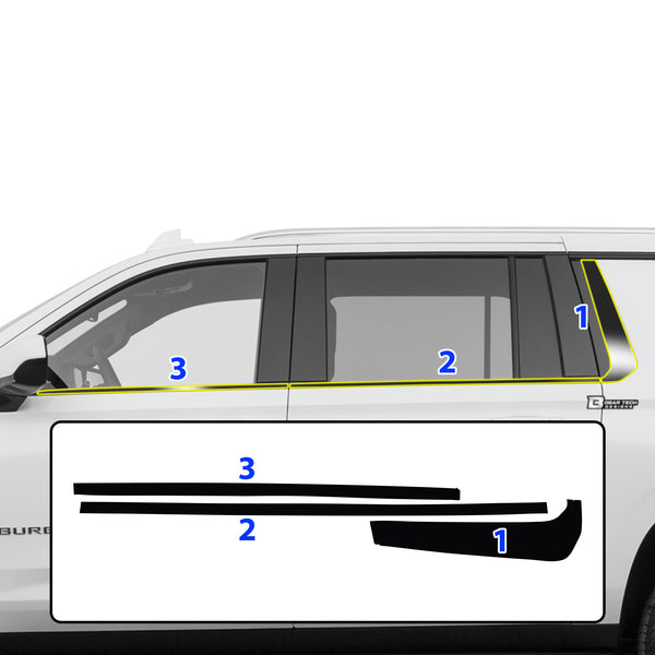 Vinyl Chrome Delete Trim Blackout Decal Stickers Overlay Film Fits Chevrolet Tahoe & Suburban 2021 2022 2023 2024 2025 - Bogar Tech Designs