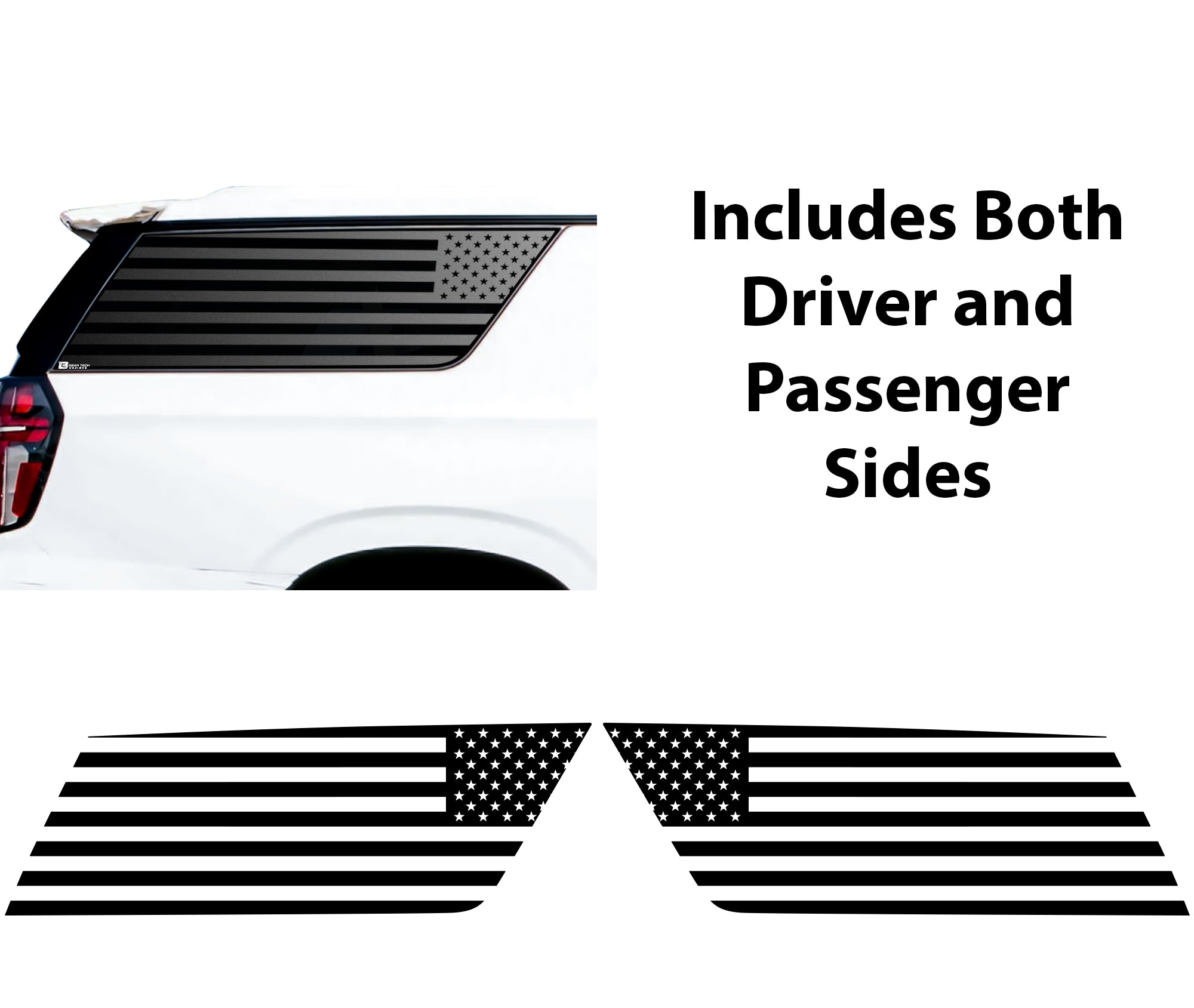 American Flag Window Vinyl Decal Stickers Fits Chevy Suburban GMC Yukon XL 2021 - 2025Blue Pink Red Green Line - Bogar Tech Designs