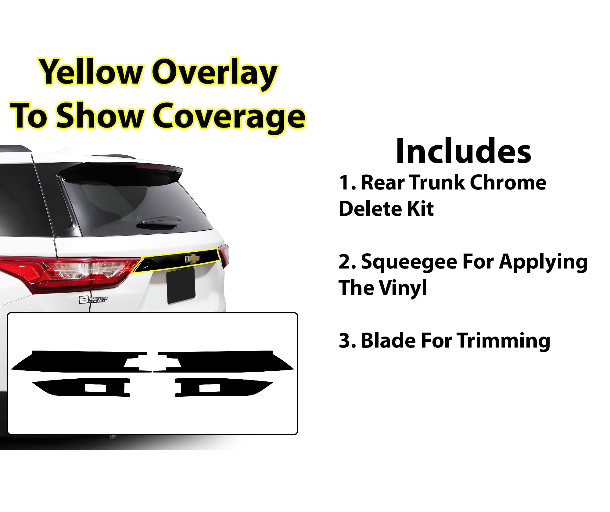 Vinyl Chrome Delete Sides Front Bumper Trim Blackout Decal Stickers Fits Chevy Traverse 2018 - 2023 - Bogar Tech Designs