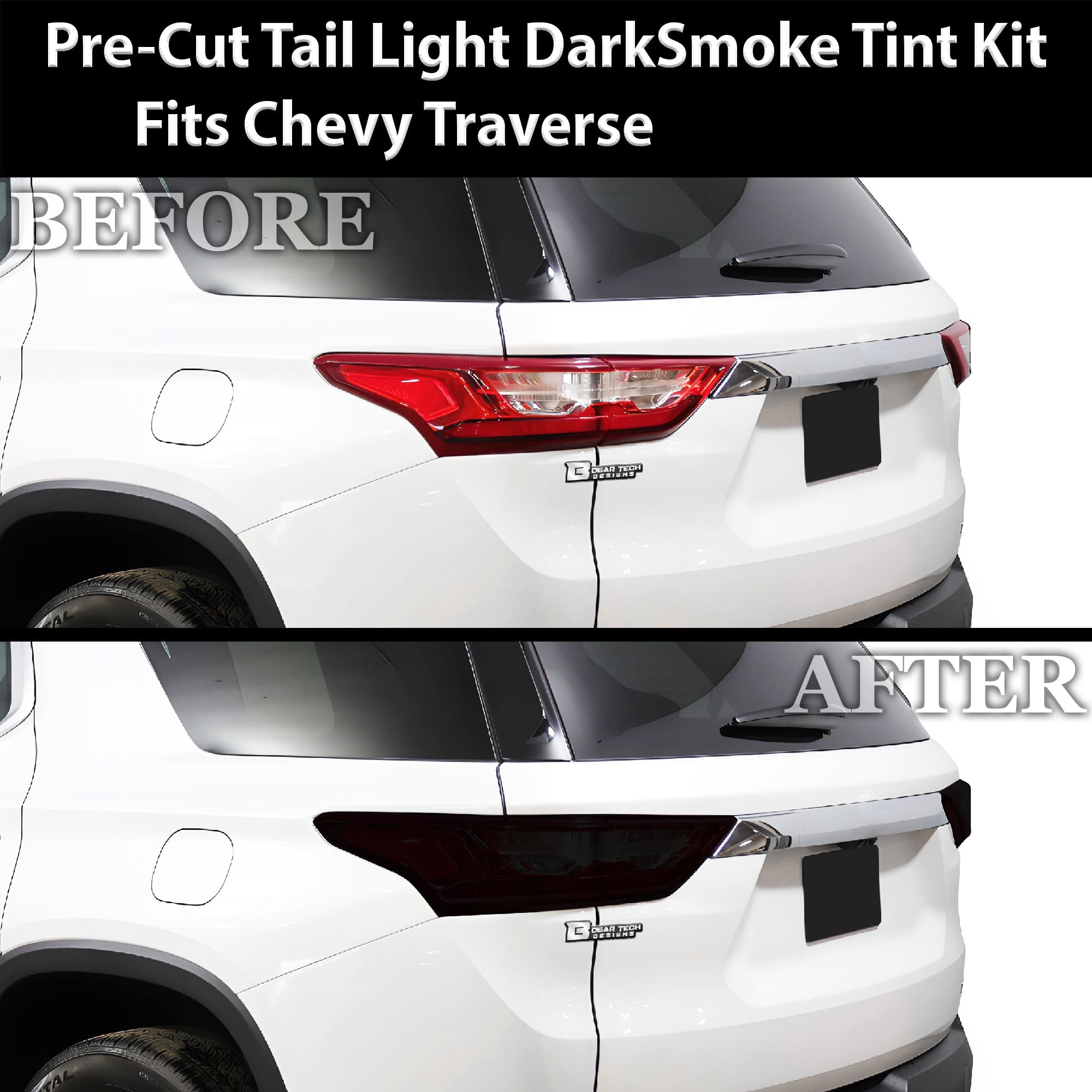 Full Headlight Taillight Precut Smoked PPF Tint Kit Film Overlay Fits Chevy Traverse 2018 - 2021 - Bogar Tech Designs