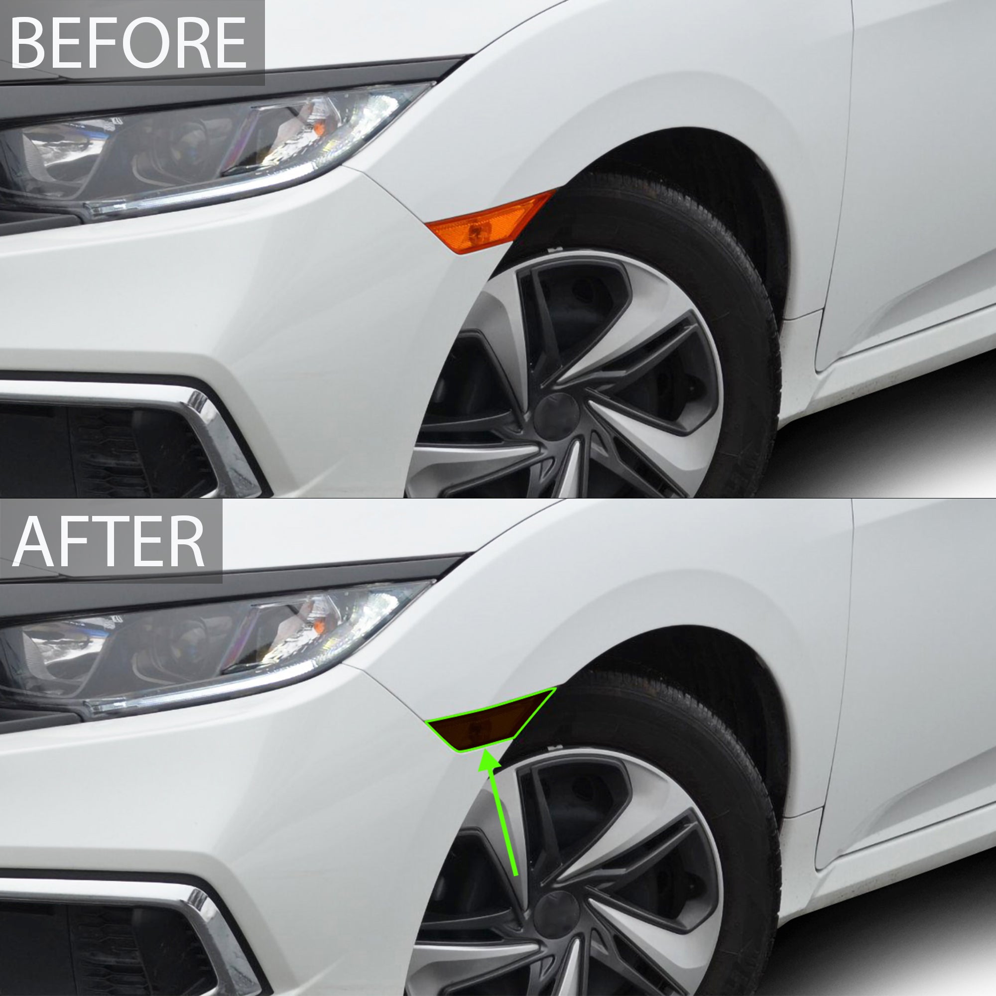 Fog Tail Light Reflector Sidemarker Smoke Tint Overlay Film Fits Civic Sedan 2016 - 2021 - Bogar Tech Designs