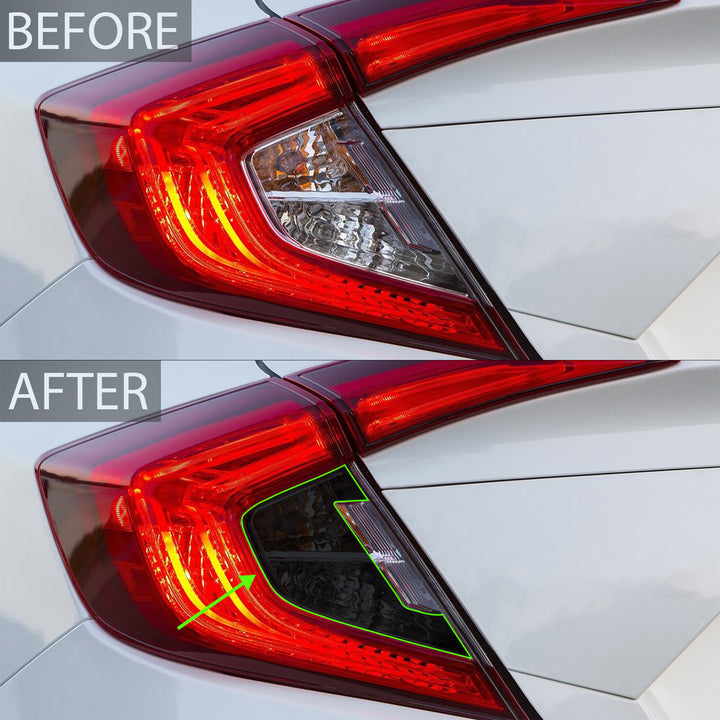 Fog Tail Light Reflector Sidemarker Smoke Tint Overlay Film Fits Civic Sedan 2016 - 2021 - Bogar Tech Designs