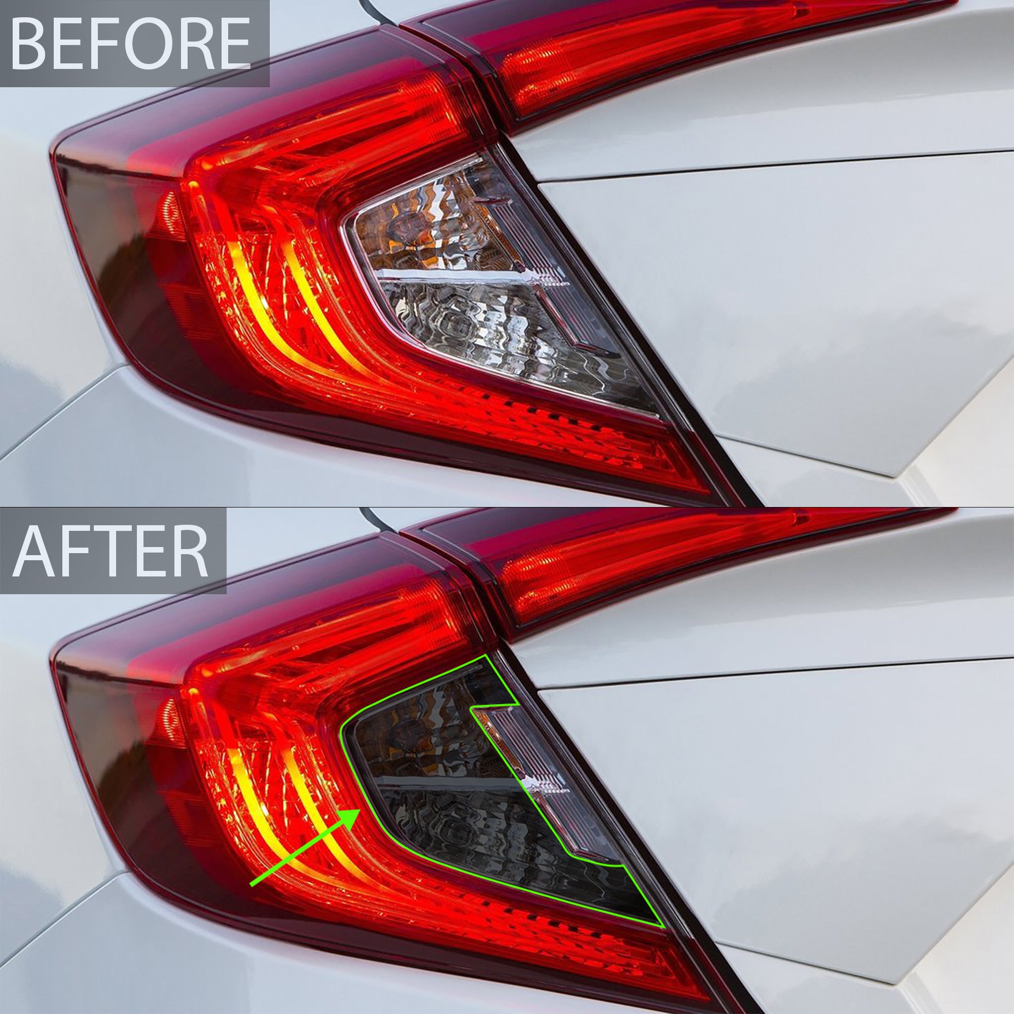 Fog Tail Light Reflector Sidemarker Smoke Tint Overlay Film Fits Civic Sedan 2016 - 2021 - Bogar Tech Designs