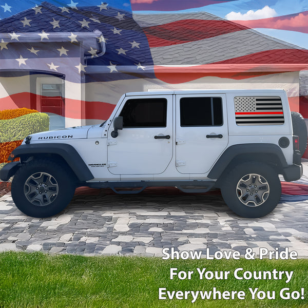 American Flag Window Vinyl Decal Stickers Fits 4 Door Jeep Wrangler JKU 2011-2018