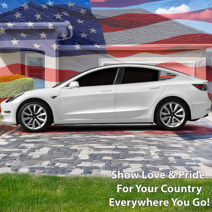 Quarter Window American Flag Vinyl Decal Stickers Fits Tesla Model 3 - Bogar Tech Designs