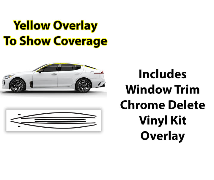 Window Vinyl Chrome Delete Trim Blackout Decal Stickers Overlay Film Fits Kia Stinger 2018 - 2023 - Bogar Tech Designs