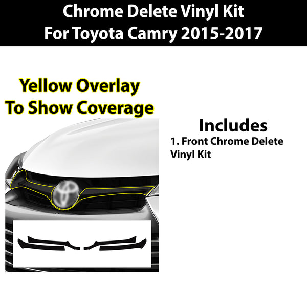 Vinyl Chrome Delete Grille Side Window Rear Blackout Decal Stickers Overlay Film Fits Toyota Camry 2015 - 2017 - Bogar Tech Designs