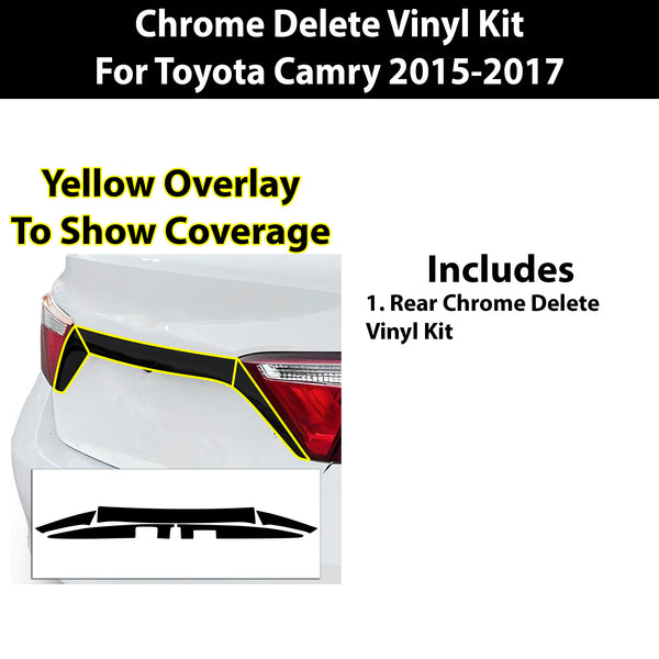 Vinyl Chrome Delete Grille Side Window Rear Blackout Decal Stickers Overlay Film Fits Toyota Camry 2015 - 2017 - Bogar Tech Designs