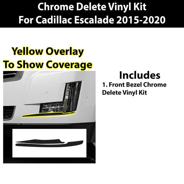 Vinyl Chrome Delete Grille Side Window Rear Blackout Decal Stickers Overlay Film Fits Cadillac Escalade 2015-2020