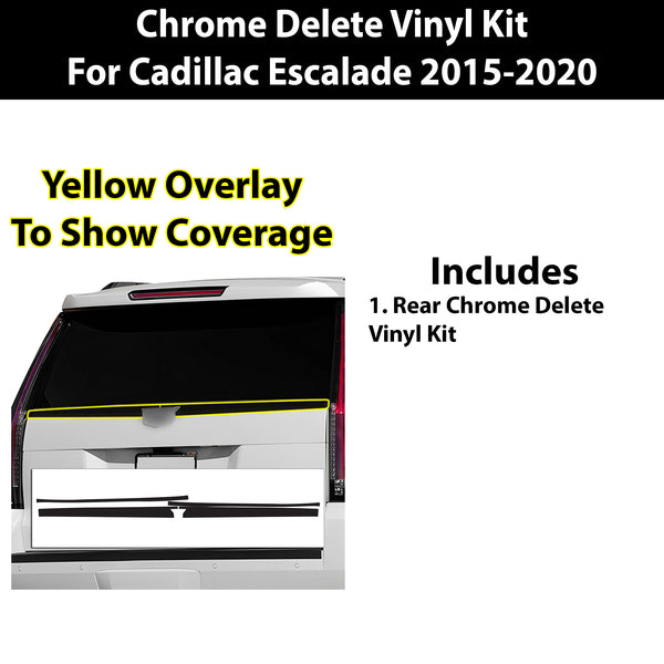 Vinyl Chrome Delete Grille Side Window Rear Blackout Decal Stickers Overlay Film Fits Cadillac Escalade 2015-2020