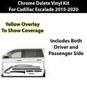 Vinyl Chrome Delete Grille Side Window Rear Blackout Decal Stickers Overlay Film Fits Cadillac Escalade 2015-2020
