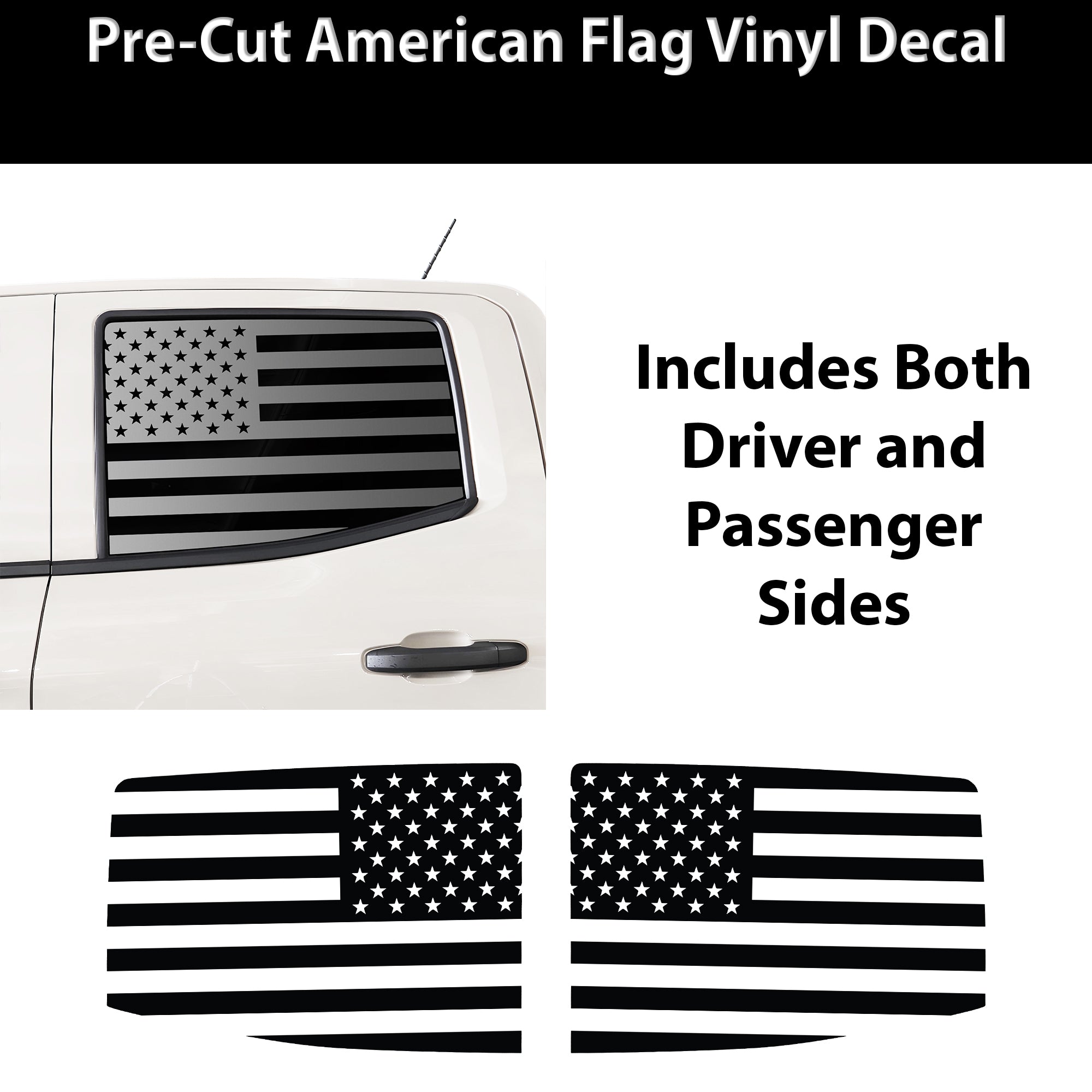 Window American Flag Vinyl Decal Stickers Fits Chevrolet Colorado 2015 - 2025 - Bogar Tech Designs