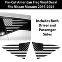 Quarter Window American Flag Vinyl Decal Stickers Fits Nissan Murano 2015 - 2024 - Bogar Tech Designs