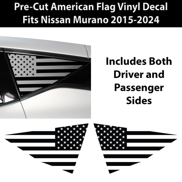 Quarter Window American Flag Vinyl Decal Stickers Fits Nissan Murano 2015 - 2024 - Bogar Tech Designs