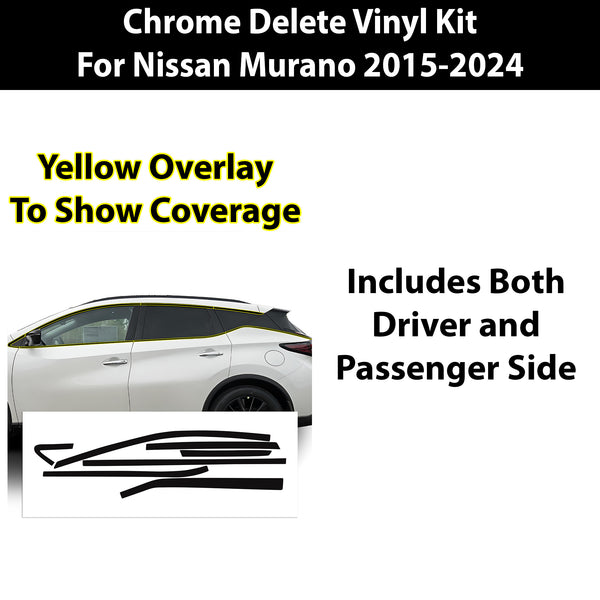 Vinyl Chrome Delete Grille Side Window Rear Blackout Decal Stickers Overlay Film Fits Nissan Murano - Bogar Tech Designs