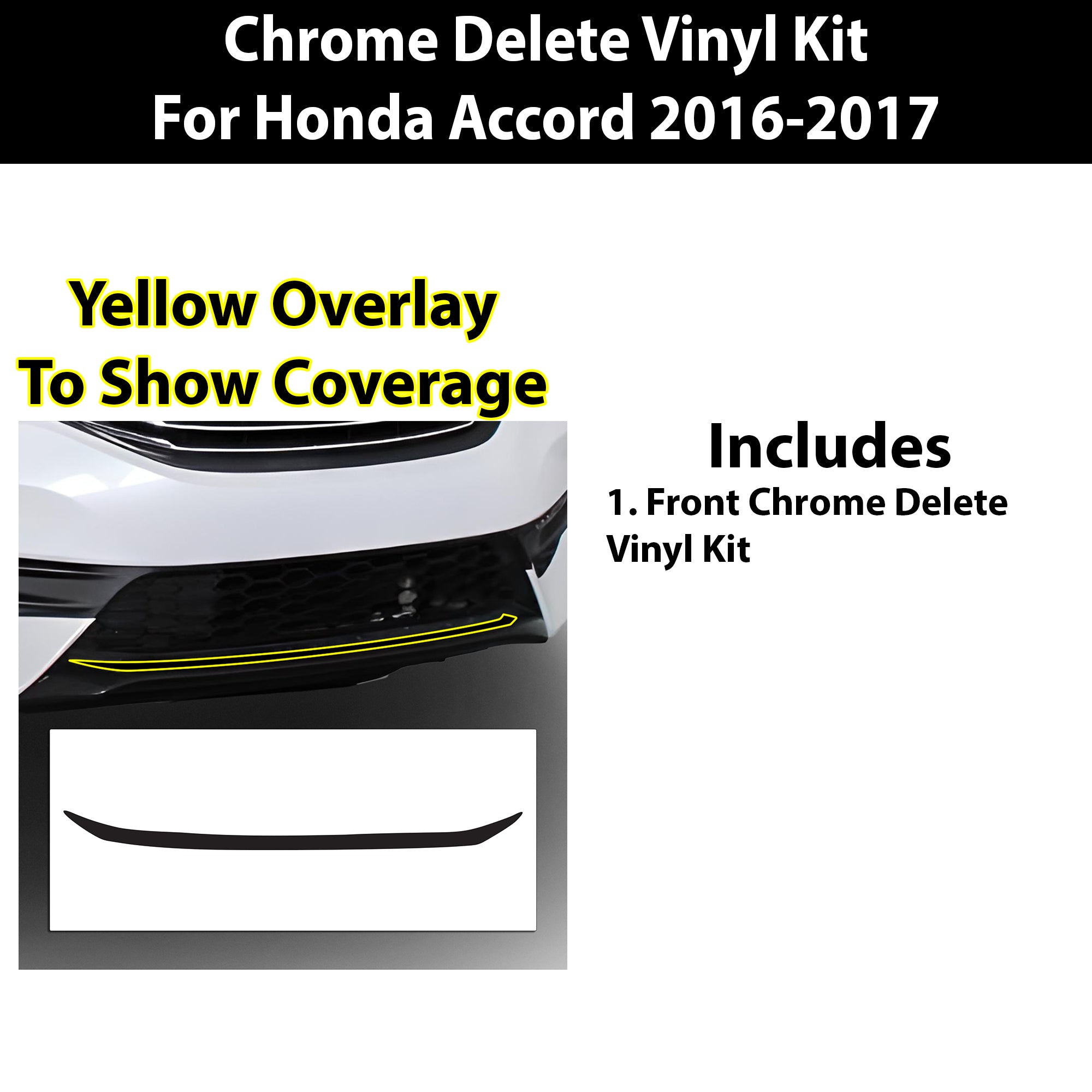 Vinyl Chrome Delete Grille Side Window Rear Wheel Blackout Decal Stickers Overlay Film Fits Honda Accord 2013 - 2017 - Bogar Tech Designs