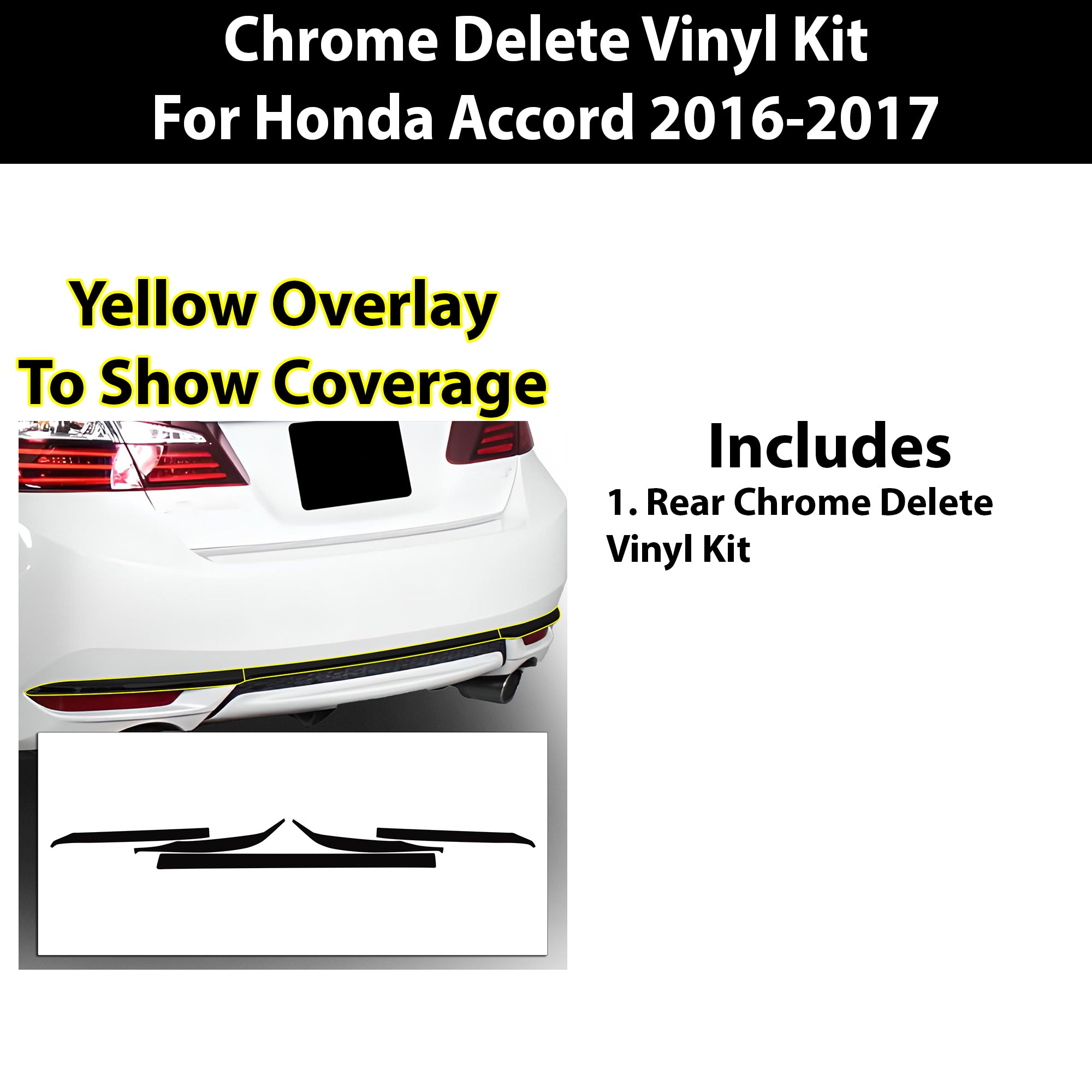 Vinyl Chrome Delete Grille Side Window Rear Wheel Blackout Decal Stickers Overlay Film Fits Honda Accord 2013 - 2017 - Bogar Tech Designs