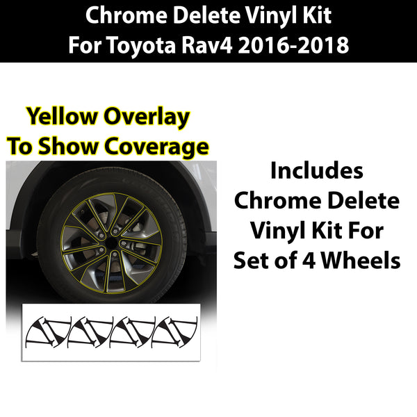 Vinyl Chrome Delete Wheel Rim Grille Side Window Rear Blackout Decal Stickers Overlay Film Fits Toyota Rav4 2013-2018