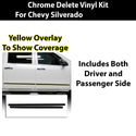 Vinyl Chrome Delete Grille Side Window Rear Blackout Decal Stickers Overlay Film Fits Chevy Silverado 1500 2014-2018