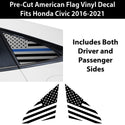 Quarter Window American Flag Vinyl Decal Stickers Fits Honda Civic Sedan 2016-2021