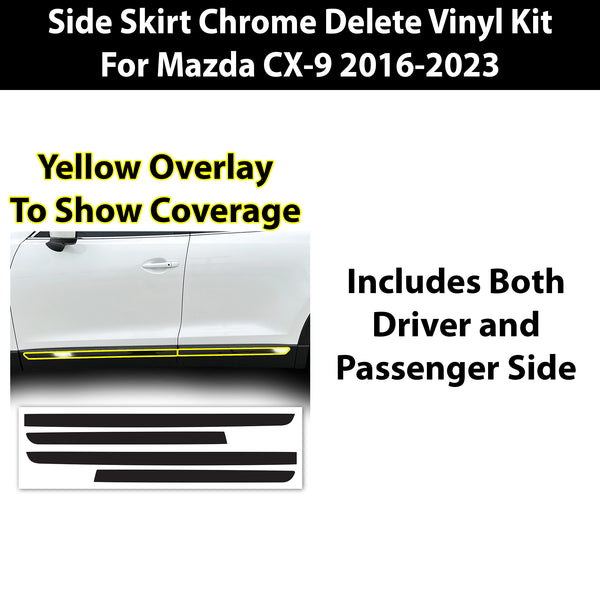 Vinyl Chrome Delete Wheel Rim Front Grille Trim Blackout Decal Stickers Overlay Film Fits Mazda CX-9 2016-2023