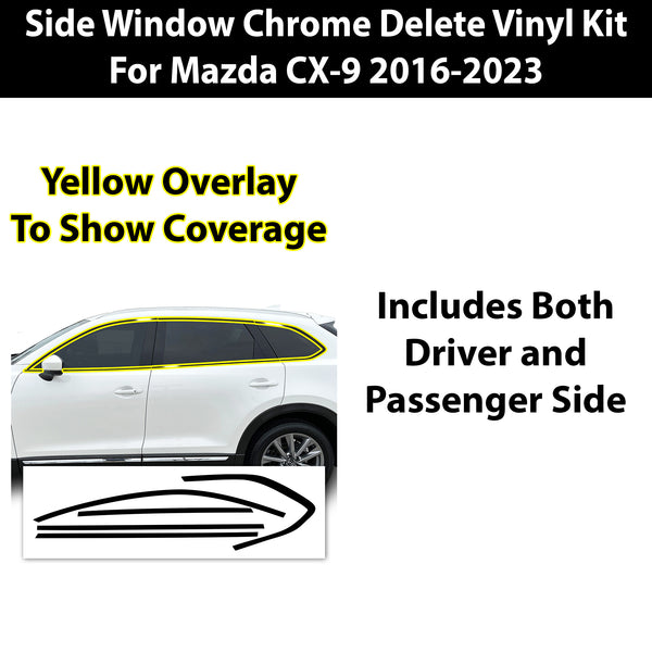 Vinyl Chrome Delete Wheel Rim Front Grille Trim Blackout Decal Stickers Overlay Film Fits Mazda CX-9 2016-2023