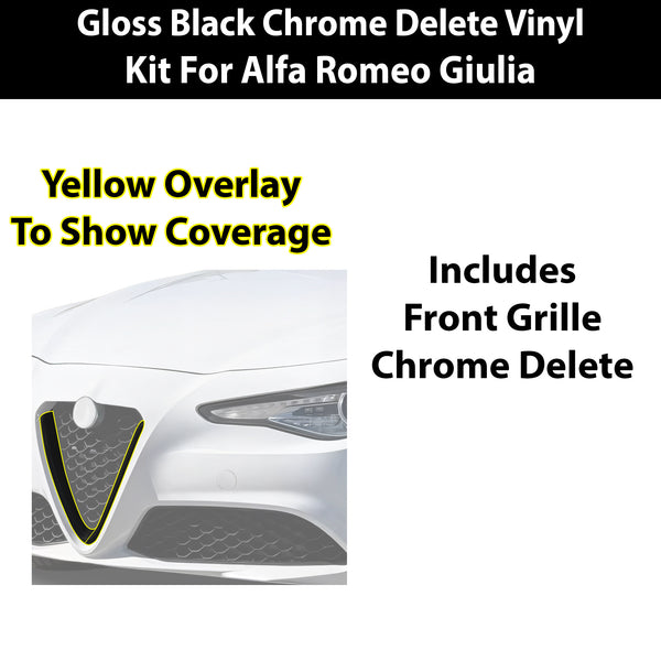 Alfa Romeo Giulia 2016-2026 Blackout Chrome Delete Kit - Precut Gloss Black Vinyl Overlays