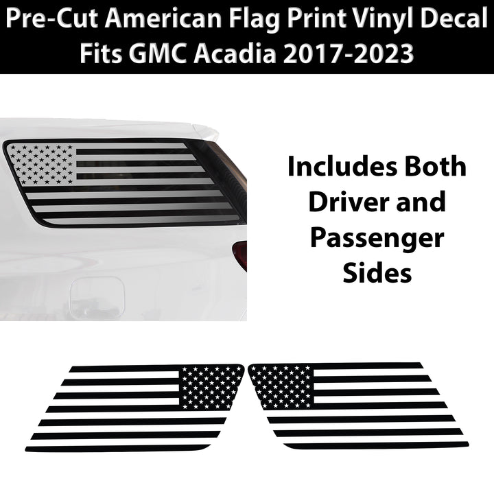 Quarter Window American Flag Vinyl Decal Stickers Fits GMC Acadia 2017 - 2023 - Bogar Tech Designs