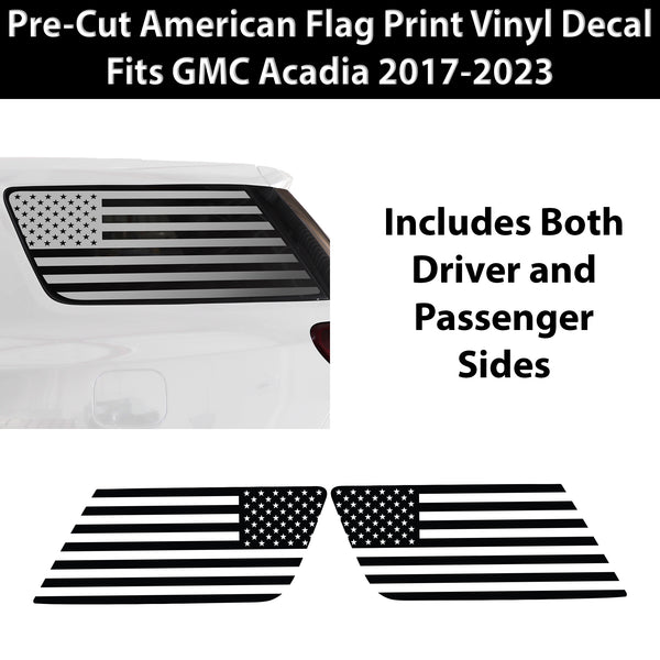 Quarter Window American Flag Vinyl Decal Stickers Fits GMC Acadia 2017 - 2023 - Bogar Tech Designs