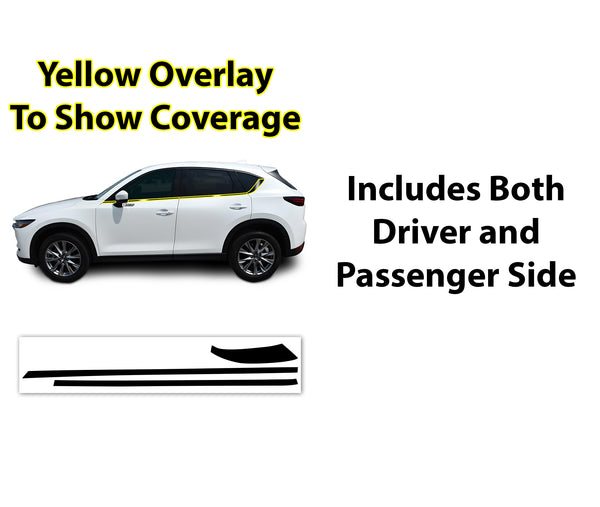 Window Grille Bumper Vinyl Chrome Delete Trim Blackout Decal Stickers Overlay Film Fits Mazda CX-5 2017-2025