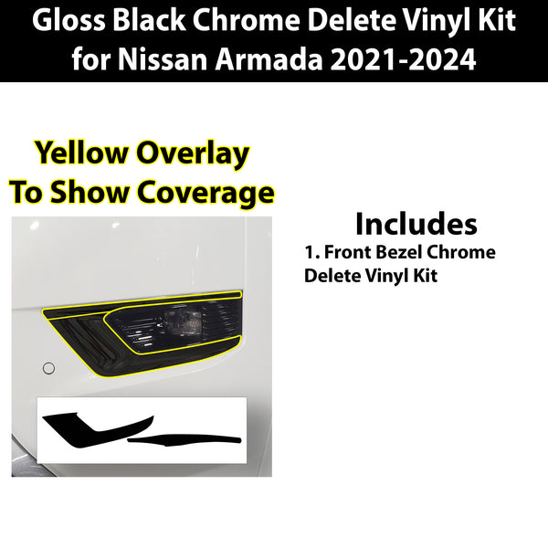 Vinyl Chrome Delete Grille Side Window Rear Blackout Decal Stickers Overlay Film Fits Nissan Armada 2017 - 2024 - Bogar Tech Designs