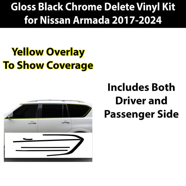 Vinyl Chrome Delete Grille Side Window Rear Blackout Decal Stickers Overlay Film Fits Nissan Armada 2017 - 2024 - Bogar Tech Designs